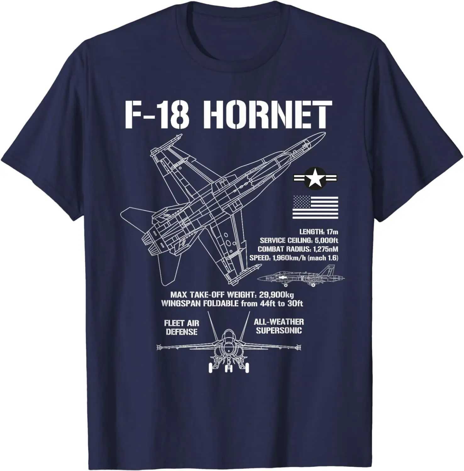 F-8 Hornet fighter jet specification military aircraft F8 short sleeved casual 00% pure cotton T-shirt W241223