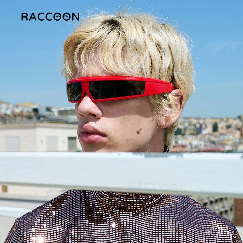 Wrap Around Punk Y2K Sunglasses Women Fashion Futuristic Sun Glasses Vintage Rectangle Men Big Frame Outdoor Goggle Shades 241224