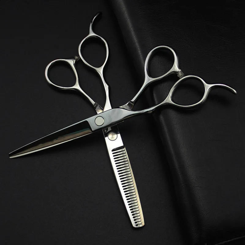 professional Japan 440c left handed 5.5 6 silver cut hair scissors haircut thinning barber cutting shears hairdresser scissors 241224