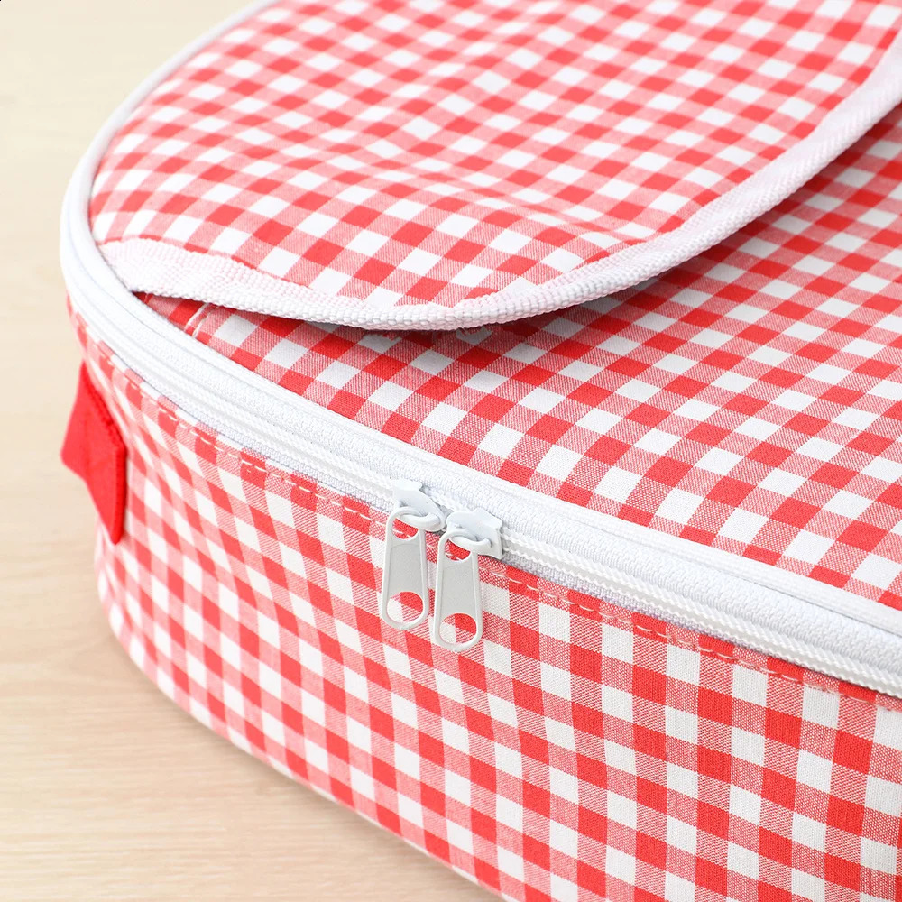Plaid Lunch Bag For Kids With Portable Handle Insulated Lunch Box Cooler Tote Bag For Students School Picnic 241224