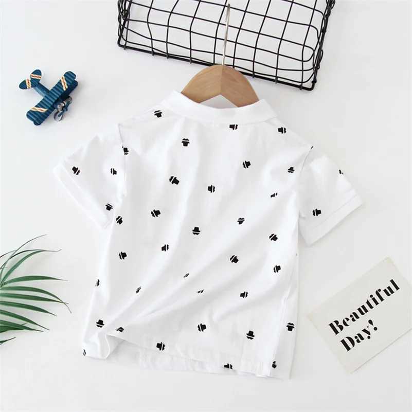 Summer Boys 2024 Korean Fashion Leisure Breathable Solid Color Printed Hat/Polo Shirt/2-7 Years Old W241223