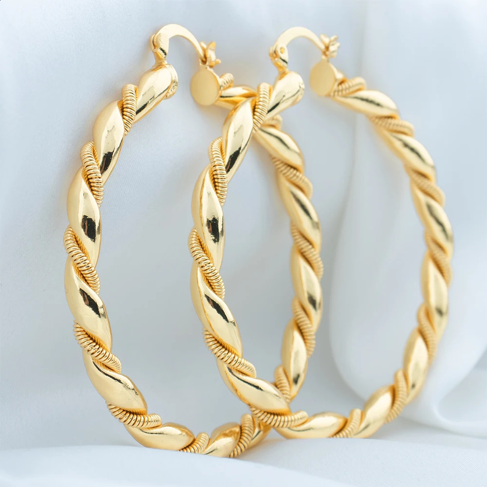 Big Earrings for Women Punk Fashion 60mm Diameter Gold Plated Hoop Earrings Daily Wear Statement Earrings Jewelry Accessory 241224
