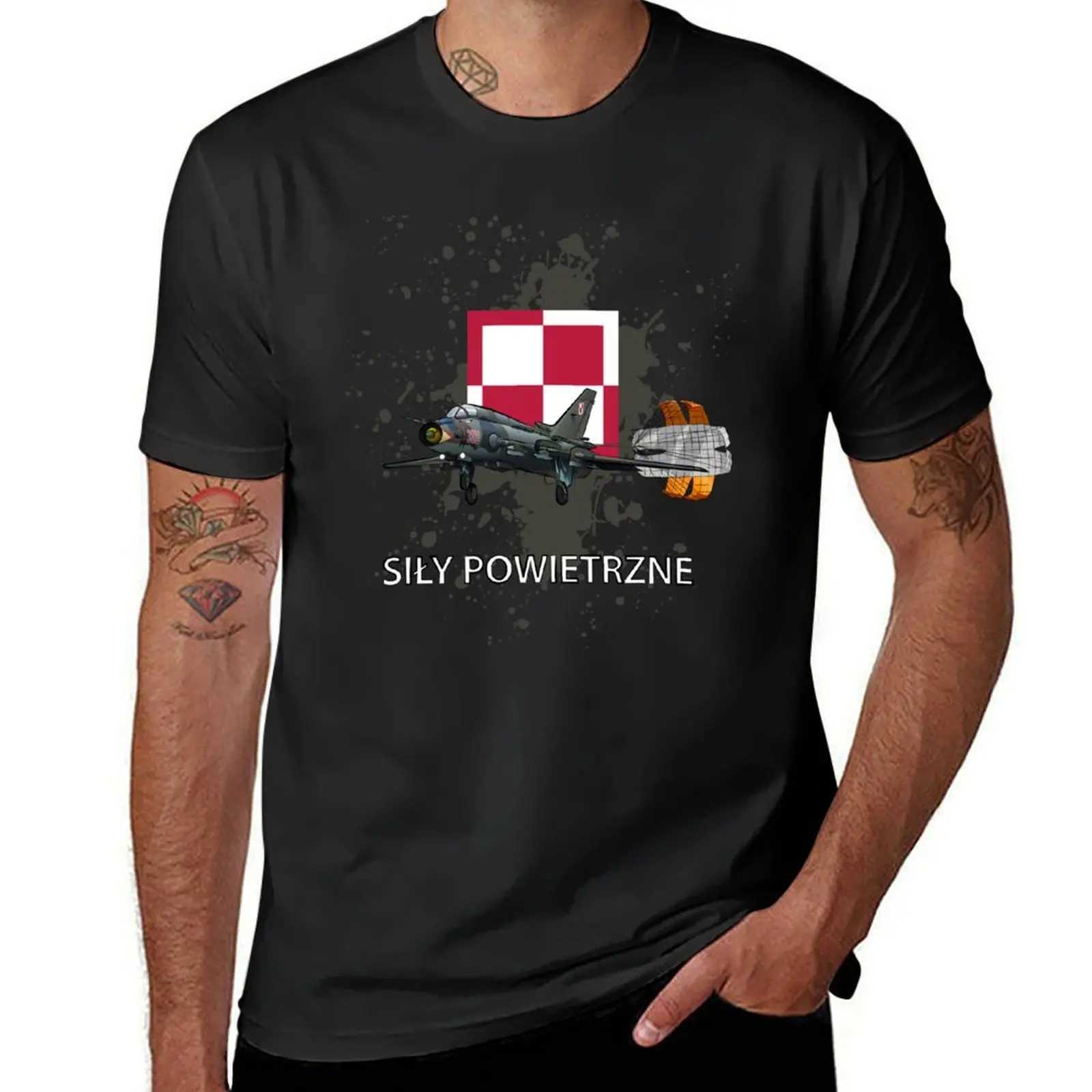 Polish Air Force Sily Powiertzne Su-22 Sukhoi Fitter T-shirt Heavyweight Pure Black Summer Top Mens T-shirt Casual Style W241223