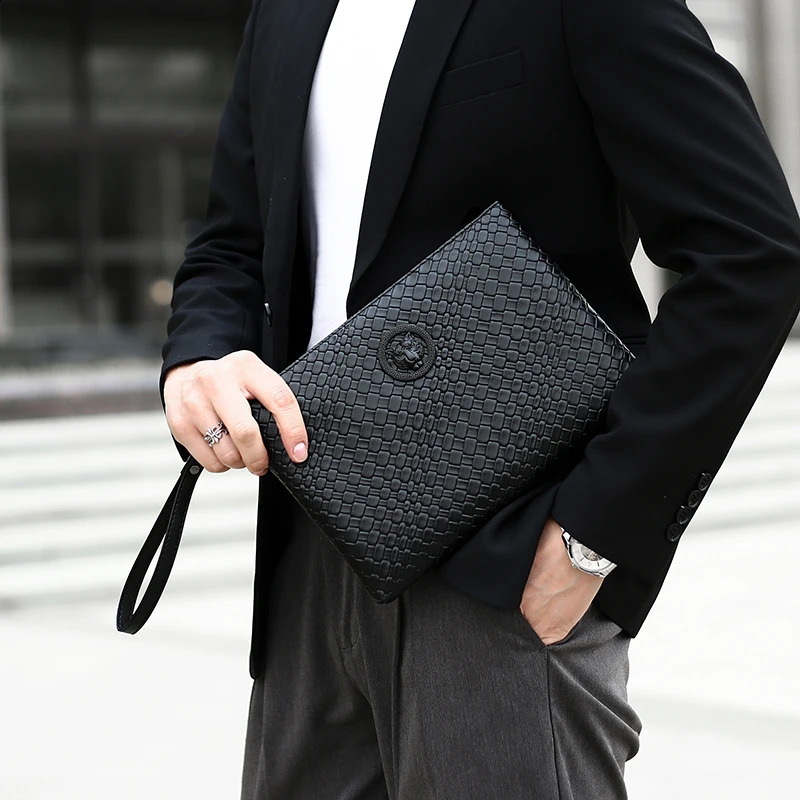 Men Tiger Head Handbag Casual Zipper Long Wallet Soft Clutch Bag Youth Mens Handheld Money Bag sacoches hommes clutch bolso 241224