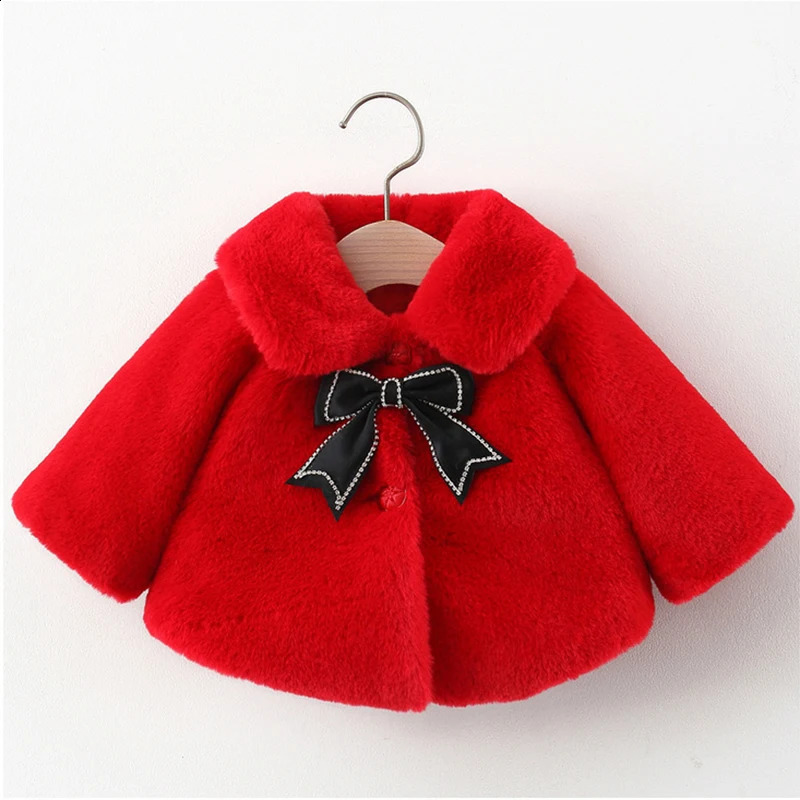 Winter Jacket For Baby Girl Clothes Fashion Christmas Princess Cloak Autumn Warm Faux Fur Girls Coat 1-4 Years Kids Clothes 241223