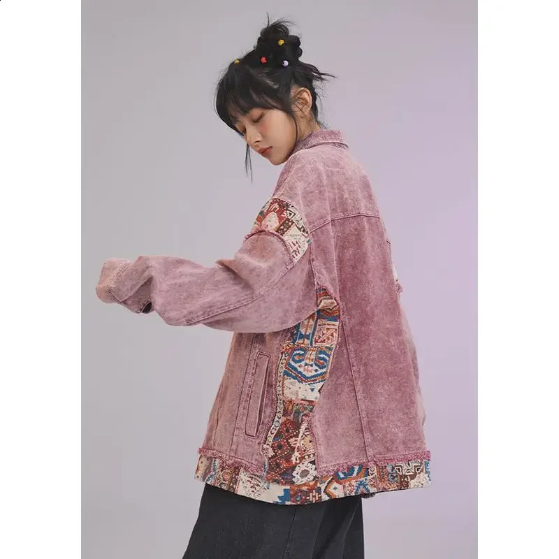 Retro American Cool Pink Quilted Cowboy Jacket Suitable for Womens Autumn Sensory Niche Leisure Ultra Thin Lightweight Set 241219