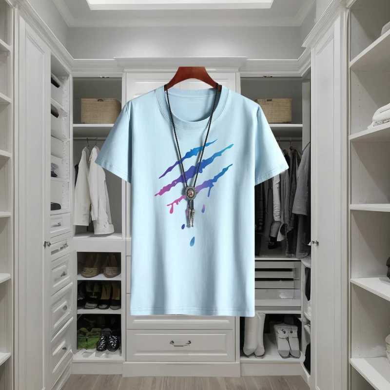 Summer mens cotton T-shirt fashionable casual style street trend personalized short sleeved O-neck daily high-quality clothing W241223