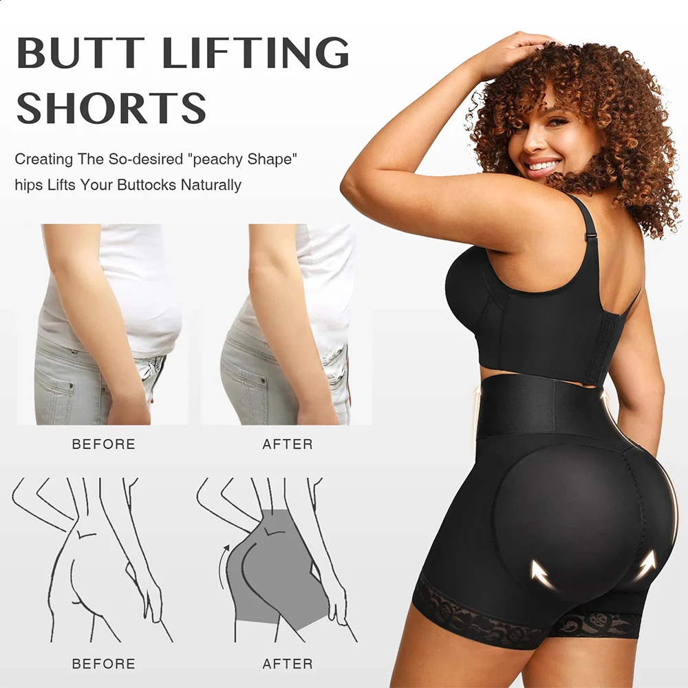 Women Fajas Colombianas Shapewear 3 Boned Sculpt Booty Shorts High Waist Trainer Body ShaperTummy Control Underwear Shaping 241224
