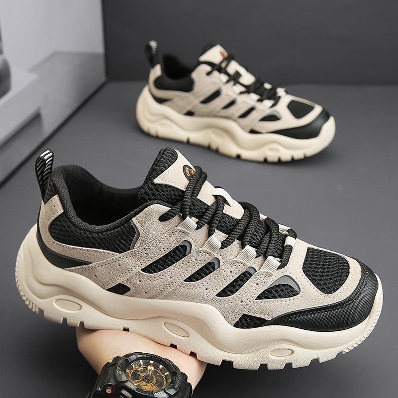 Men Sports Shoes Fashion Simple Style Breathable Chunky Shoes Anti-slip Triple Black Beige Free shipping