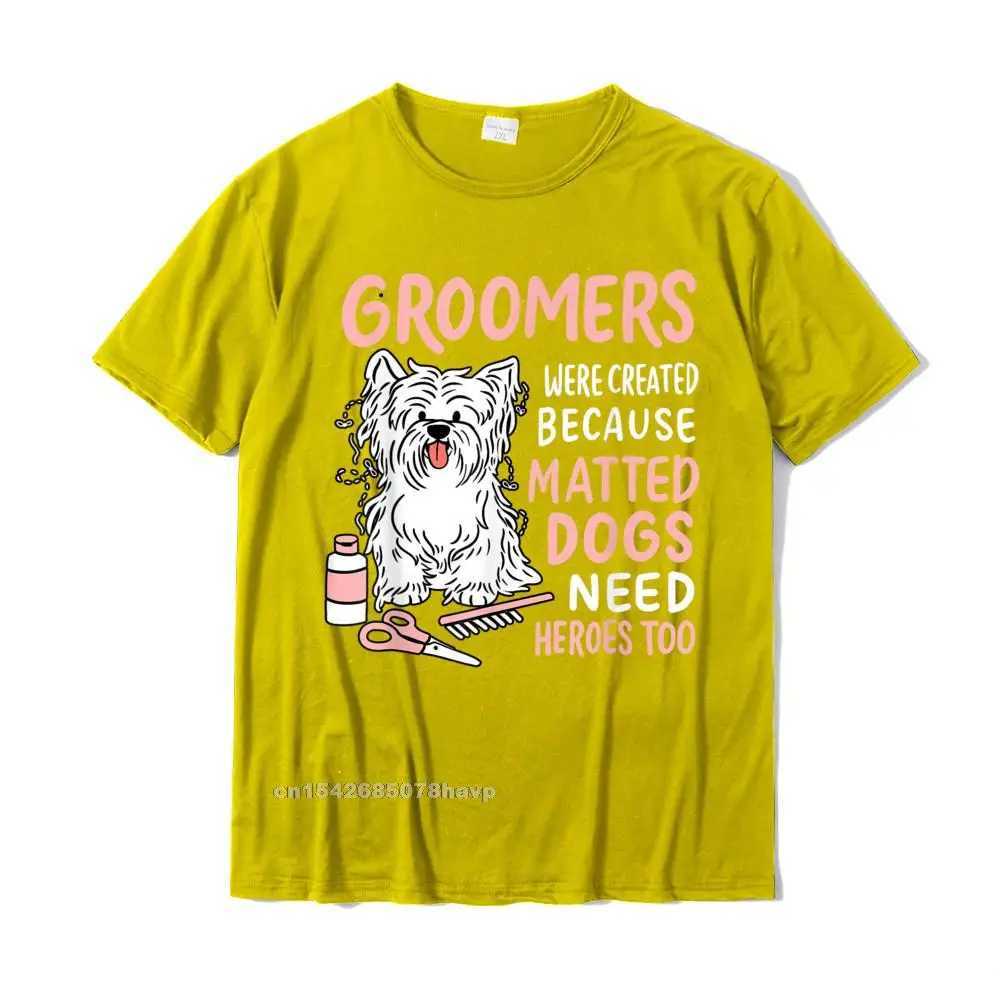 Matted Dogs Need Heroes Too Funny Dog Groomer T-shirt Cotton Printed T-shirt Mens Flat Top T-shirt Customization W241223