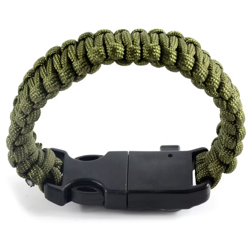 fire starter paracord bracelet with compass whistle for outdoor survival