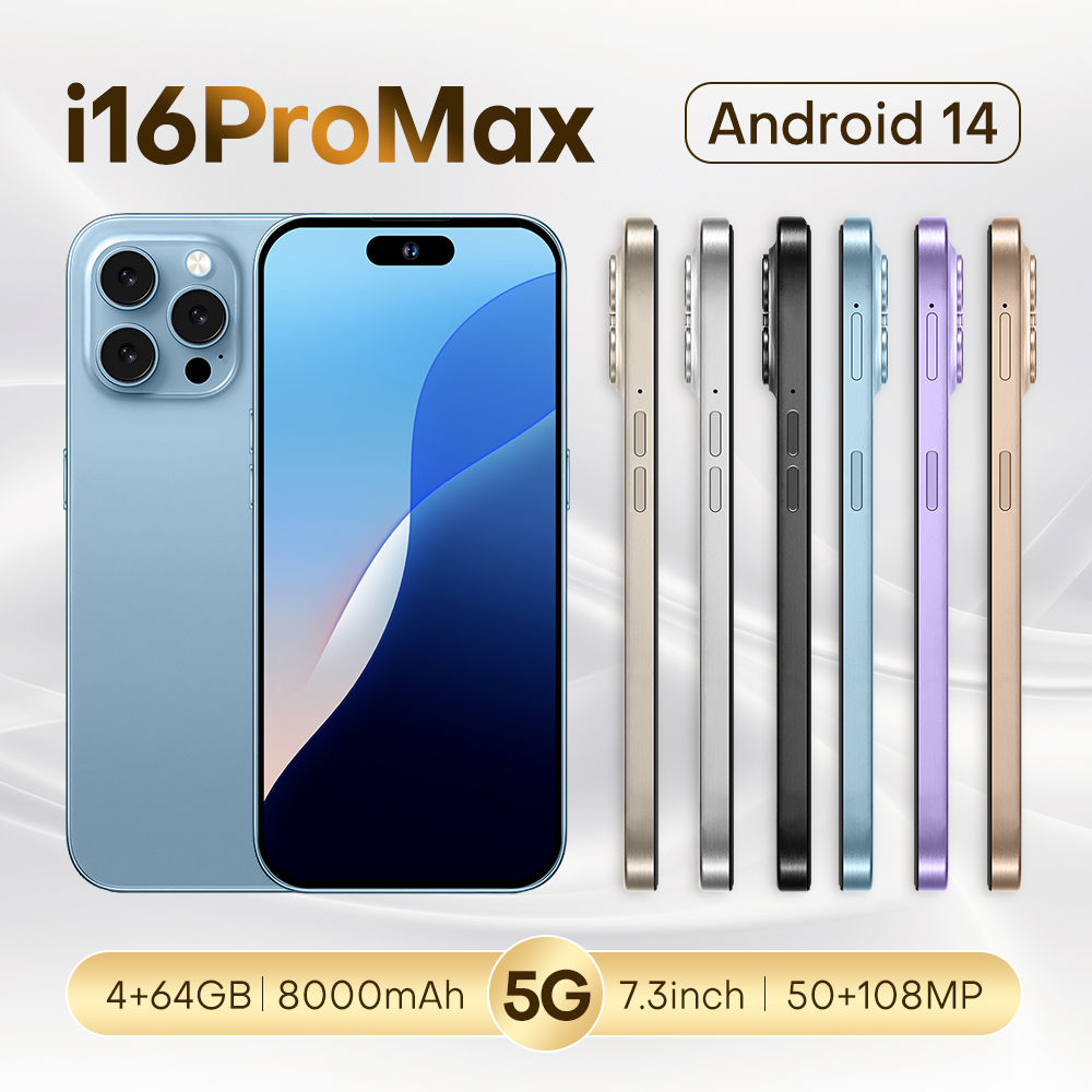 I16Pro max smartphone Android 14 double SIM double veille écran 7,3 pouces reconnaissance faciale 256 Go 512 Go 1 To lot de 2 prix de gros