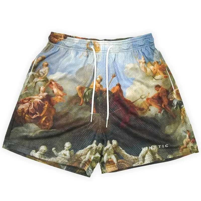 Summer New Shorts Rose Design Casual Shorts Street Hip Hop Fitness Polyester Quick drying Breathable Embroidered Mens Shorts W241223