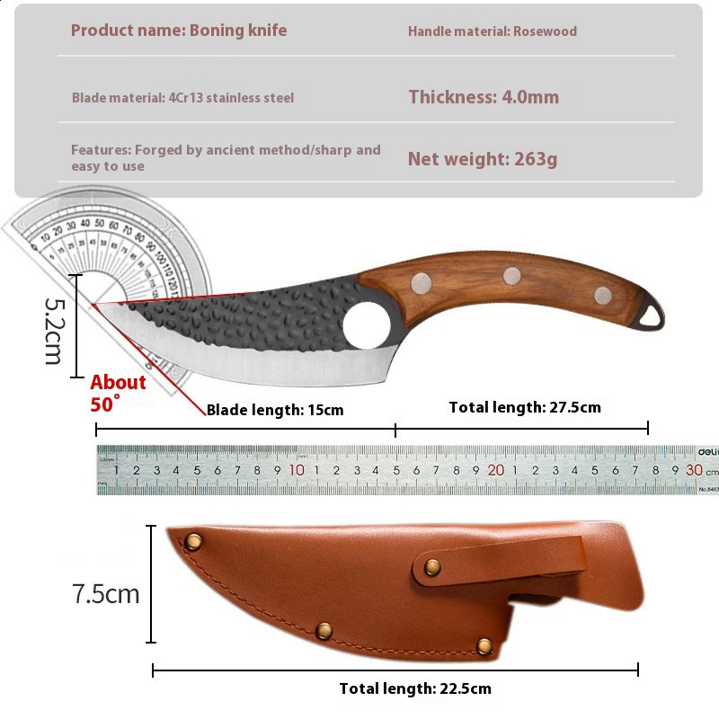 Stainless steel kitchen knife accessories multifunctional knives meat cooking tools barbecue bone cutting knives forging knives 241223