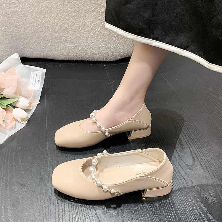 Shoe Ddmywed Single Women S Thick Heel Spring And Summer New Style Evening Breeze Gentle Lady Fairy Mary Zhen Shoes Pearl Soft Sole Chinese Brand F Dd