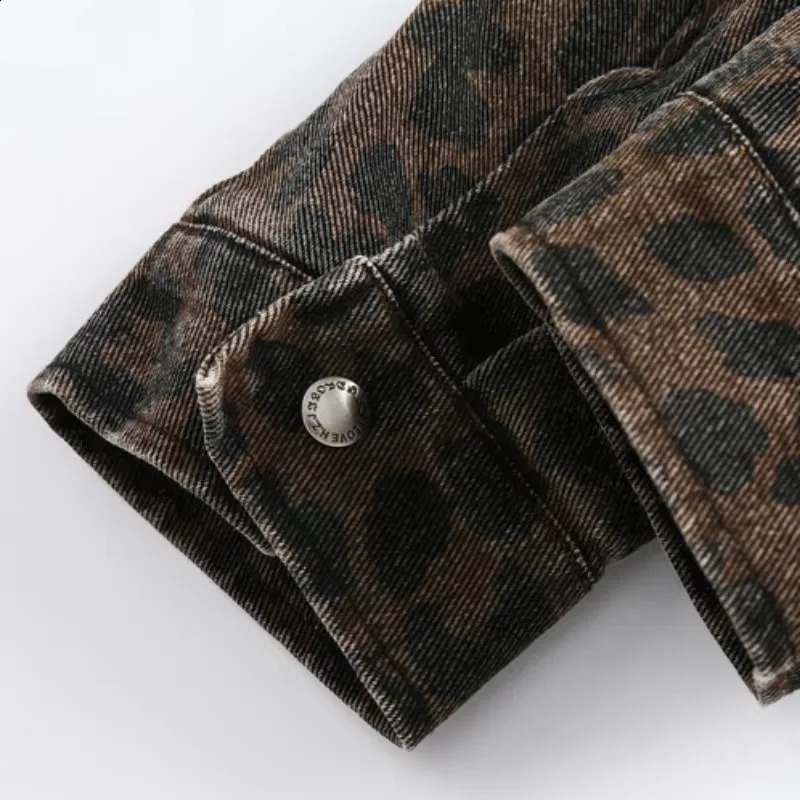 Women Jackets Denim Zipper American Style Leopard Print Tops Autumn Temperament Unisex Coats Street Vitality Personality 241223