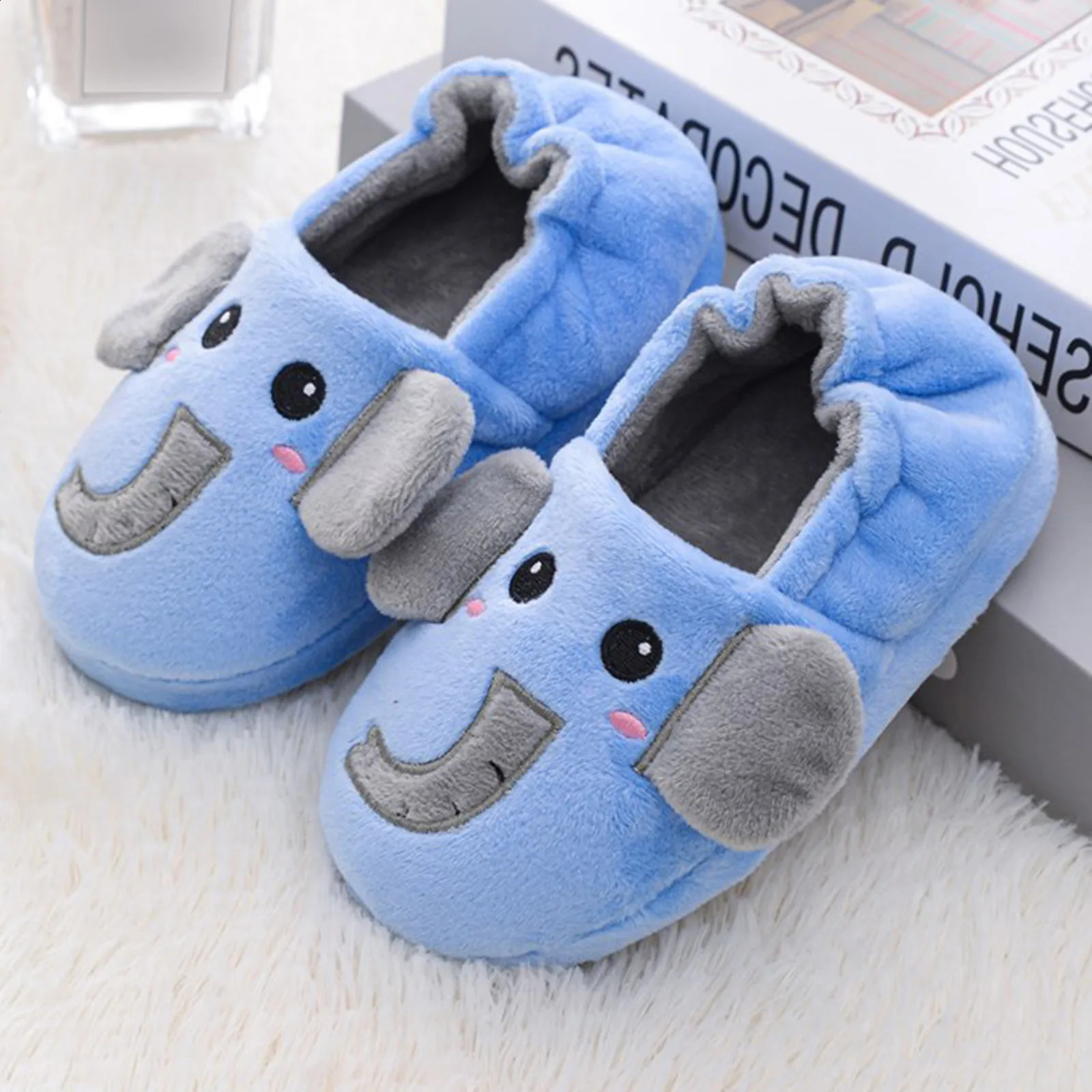 Winter Unicorn Slippers Kids Toddler Flip Flops Baby Boy Girl Fur Slides Cotton Indoor Shoes Warm Fluffy House Children Slippers 241223