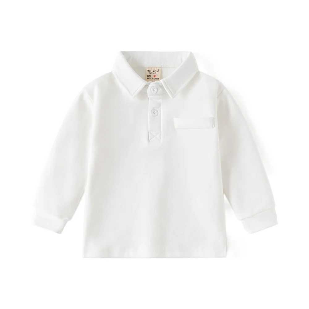 Boys solid color long sleeved ultra-thin classic polo shirt 2024 spring/summer casual collar childrens thick T-shirt (2-7 years old) W241223