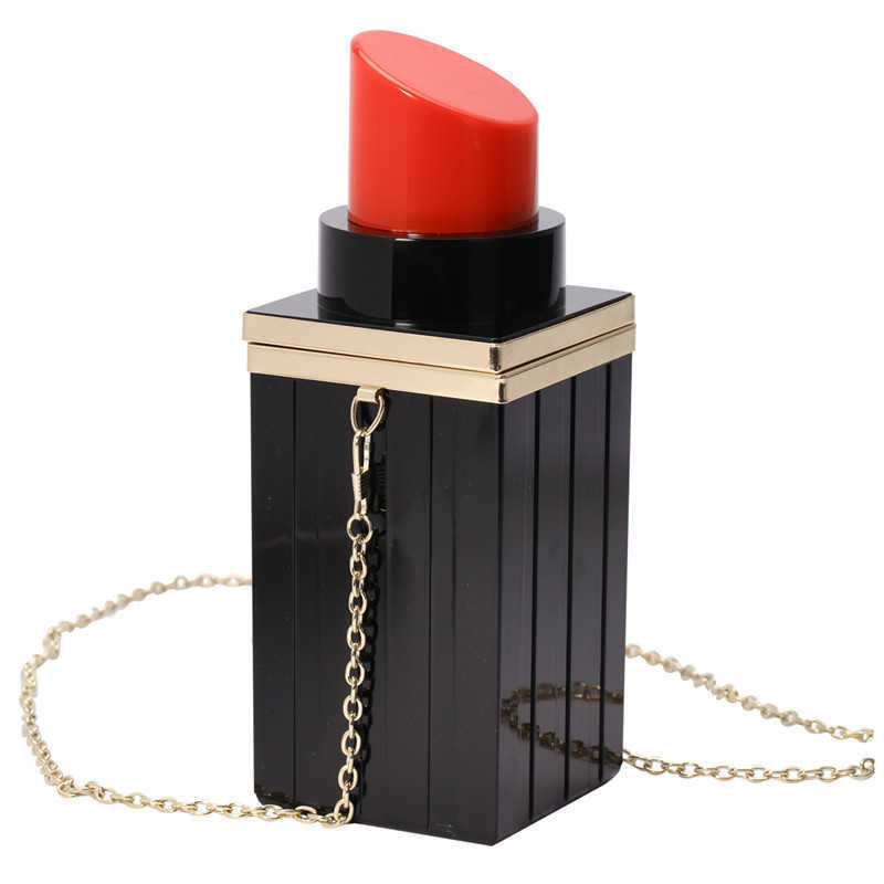 Clutch Bag Lipstick Lipstick Hand Shoulder Evening Dress Chain Dinner Mini Acrylic Handbag Handbag Womens Tote Bags 240920