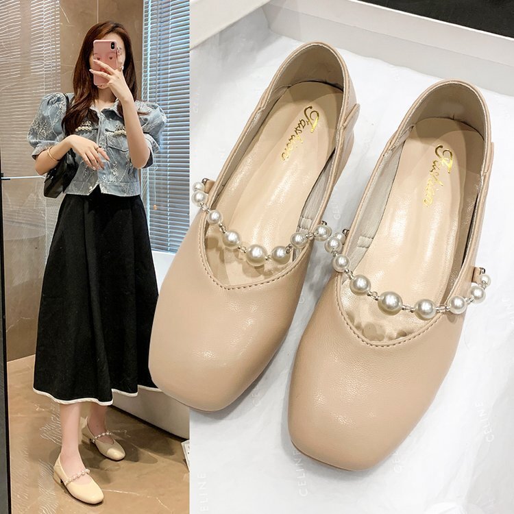 Shoe Ddmywed Single Women S Thick Heel Spring And Summer New Style Evening Breeze Gentle Lady Fairy Mary Zhen Shoes Pearl Soft Sole Chinese Brand F Dd