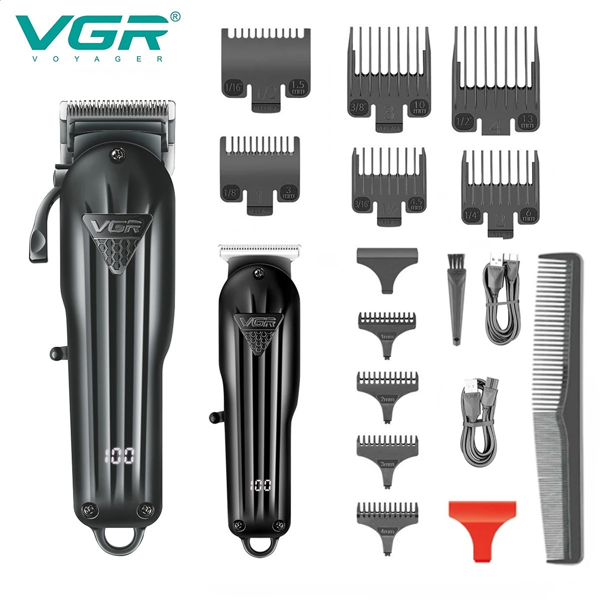 VGR Hair Clipper Professional Hair Cutting Machine Rechargeable Barber Hair Trimmer Cordless Haircut Clipper for Men V-282 V-982 241224