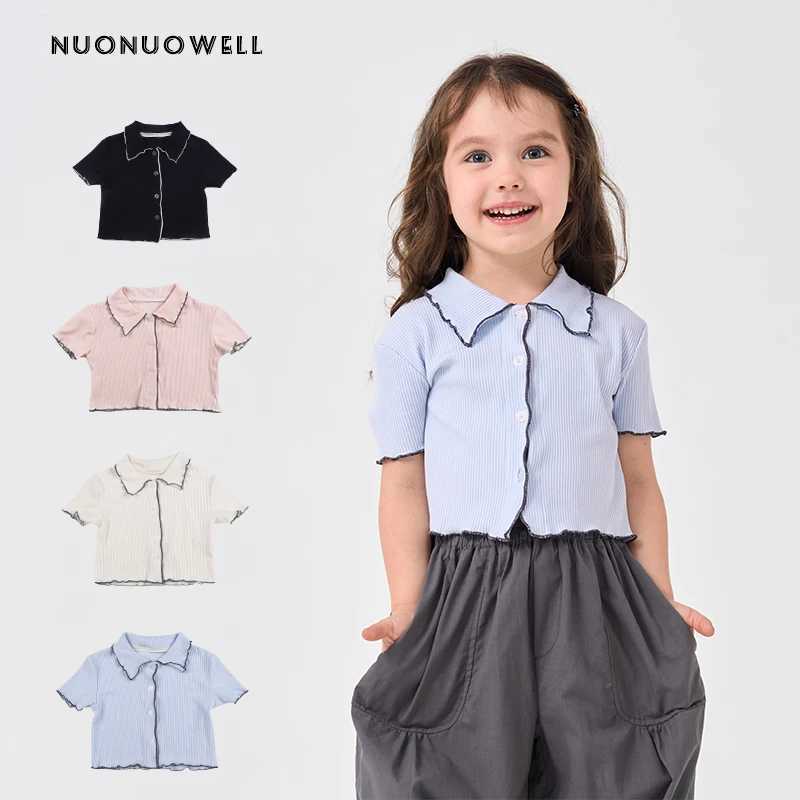 Girls polo shirts college pullovers solid color short sleeved tops childrens cotton summer clothing for children W241223