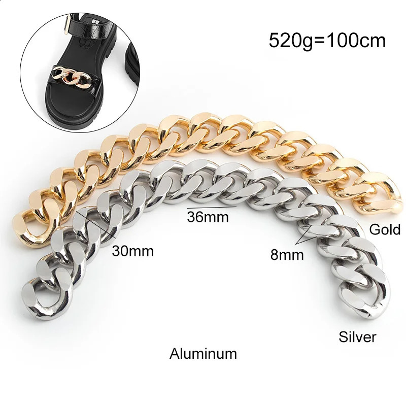 Nolvo World 1-3 meters thick 30mm wide gold/silver coin bag strap used for cross body bag womens aluminum chain 241223
