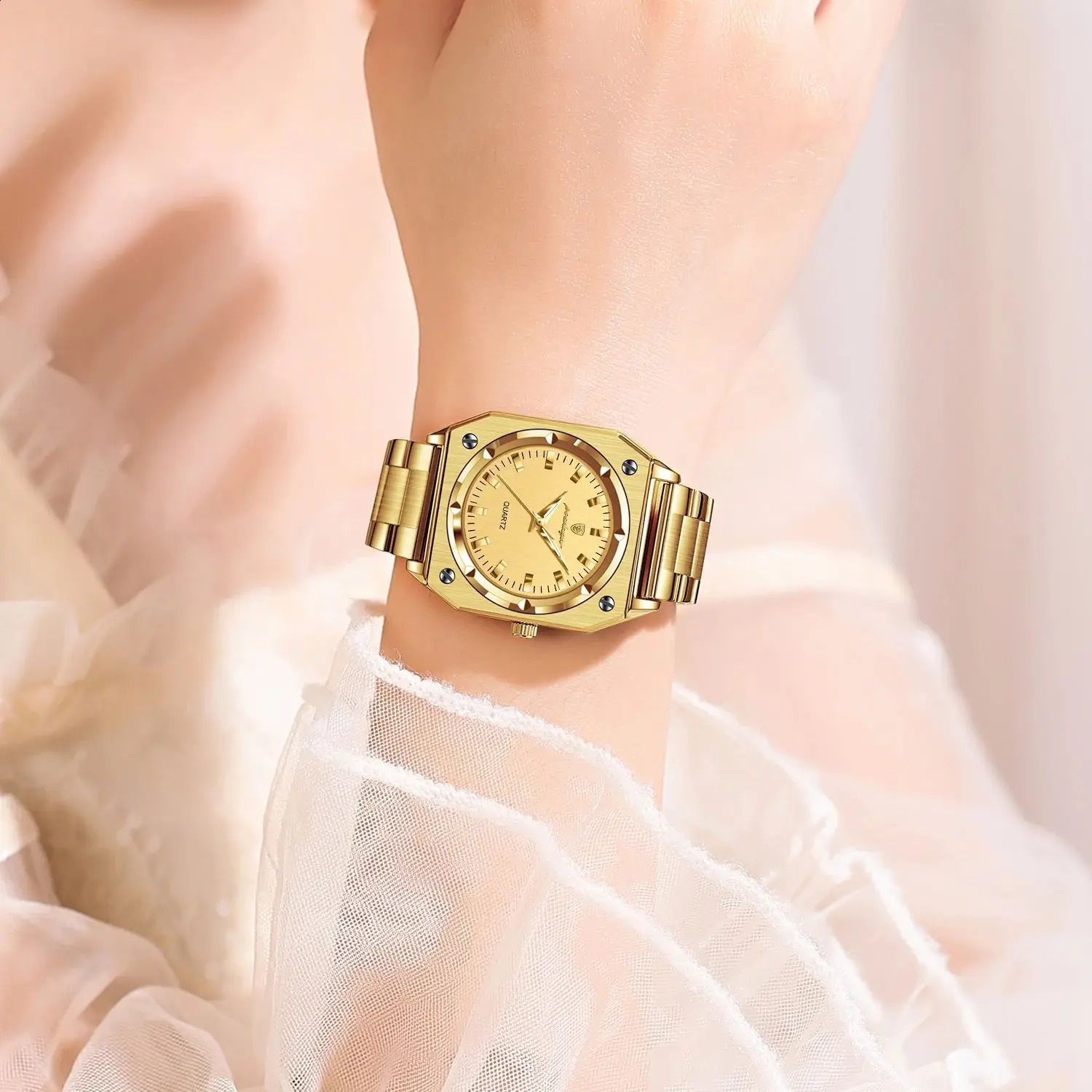 POEDAGAR Luxury Elegant Square Ladies Watch Waterproof Luminous for Woman Stainless Steel Quartz Womens Watches Relojbox 241220