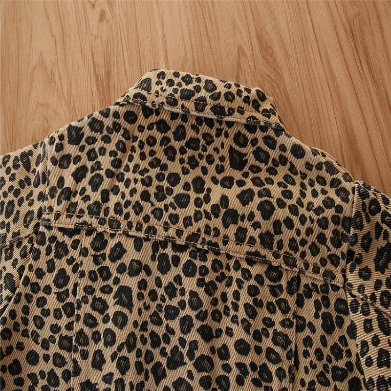 Samgamibaby Girls Spring Jacket in Leopard Print and Single Breasted Style for Fashionable Looks Baby Girl Coat 241223