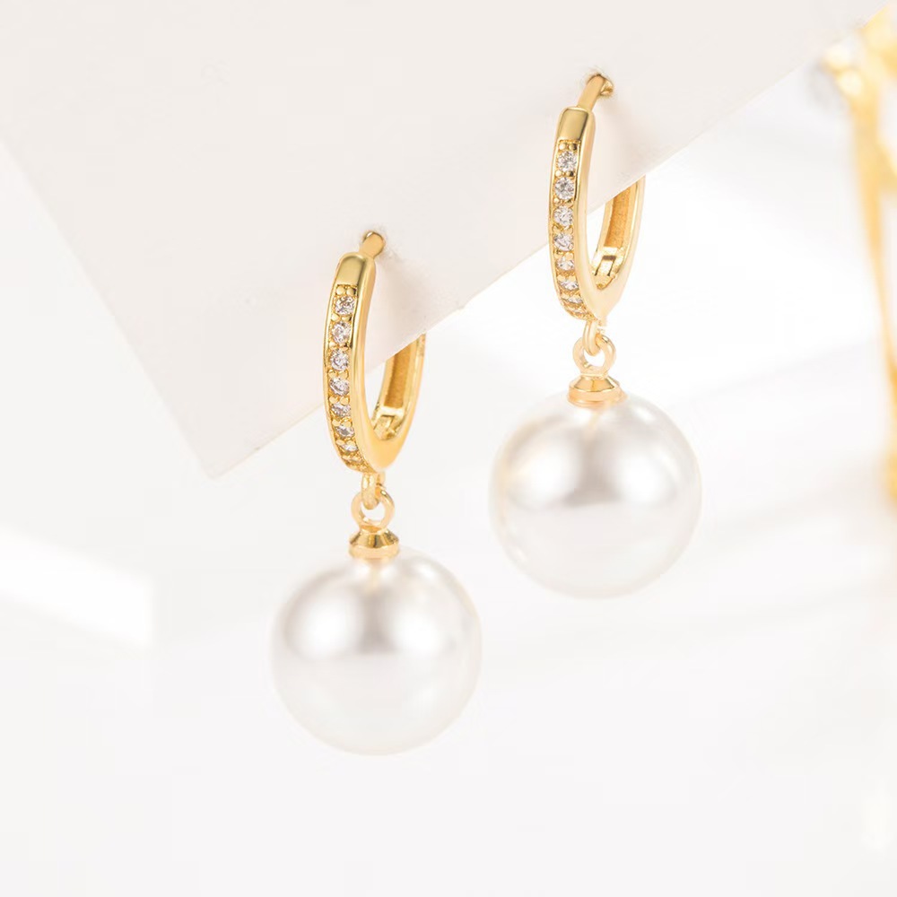 Elegant Zirconia Geometric Pearl Earrings for Women Stainless Steel 925 Silver Needle Dangle Earrings Ladies Party Birthday Gifts Drop Jewelry 2025 Ko