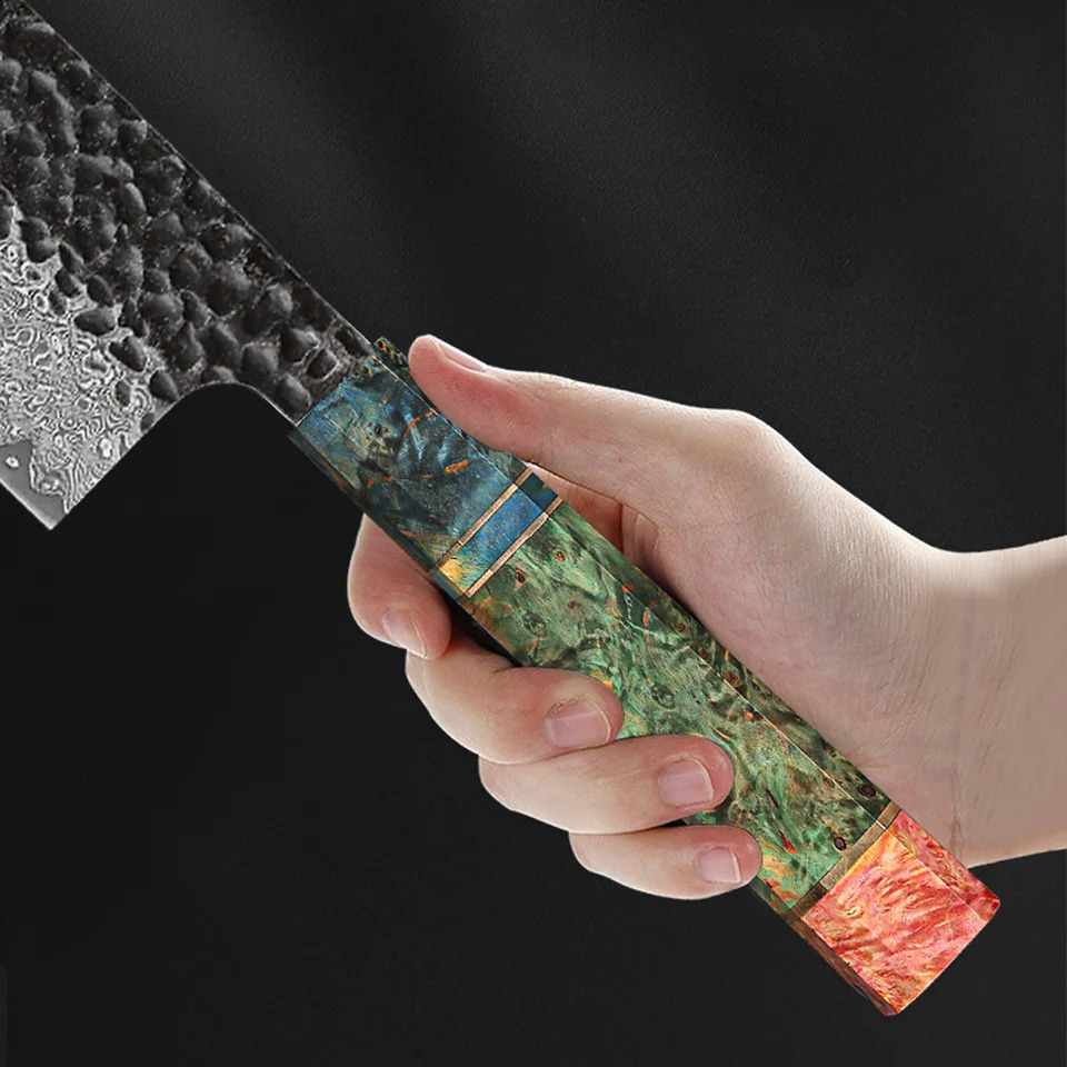 Japanese kitchen knife hand forged Damascus steel custom 8-inch chef knife 241224