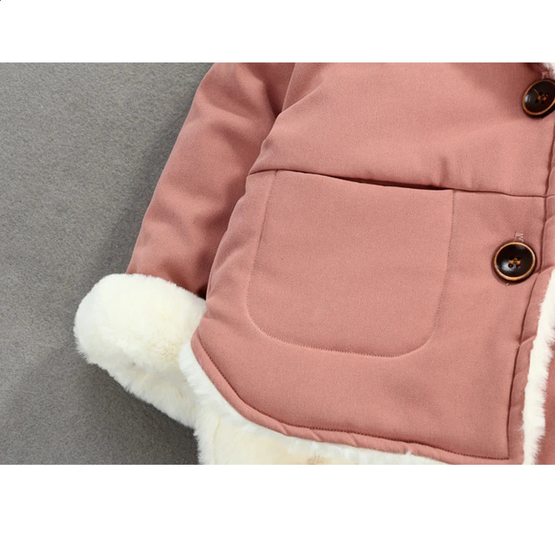 Cold Winter Baby Girls Jackets for Infants Thick Coats Girls Warm Hooded Velvet Jacket Children Outerwear 0-4 Y Toddler Snowsuit 241223