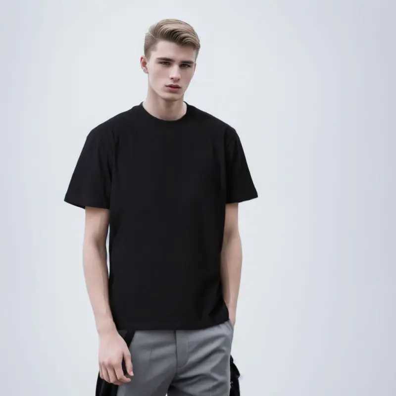 US size mens 100% pure cotton T-shirt high-quality custom printed mens plain dyed breathable T-shirt W241223