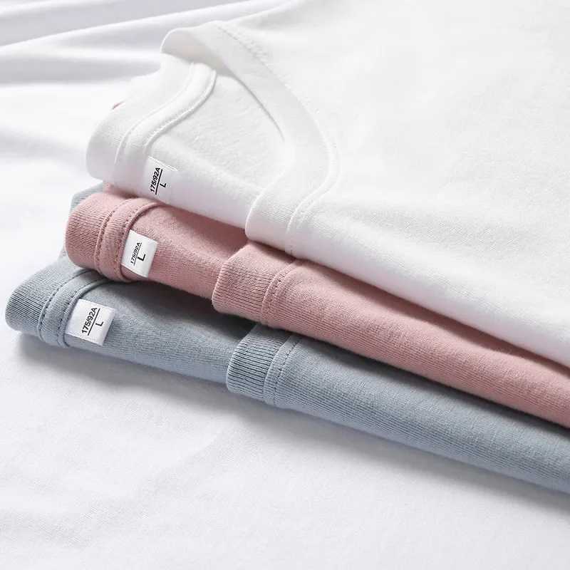 Mens summer short sleeved T-shirt 100% pure cotton flat top casual mens clothing W241223