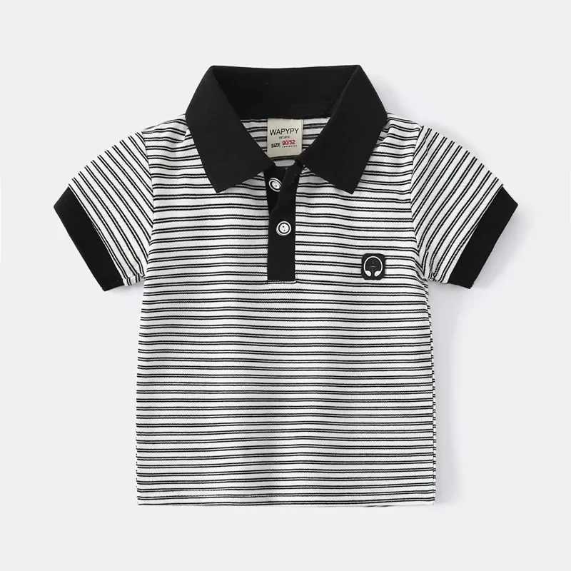 Summer boys short sleeved T-shirt childrens striped polo shirt sliding breathable cotton available in 2 colors age 3-8 W241223