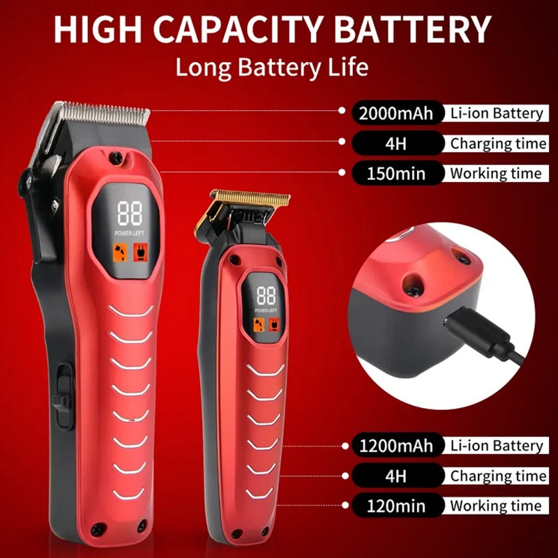 Combo Cordless Adjustable Hair Clipper Professional Adjustable Beard Hair Trimmer For Men Electric Haircut Machine Rechargeable 241224