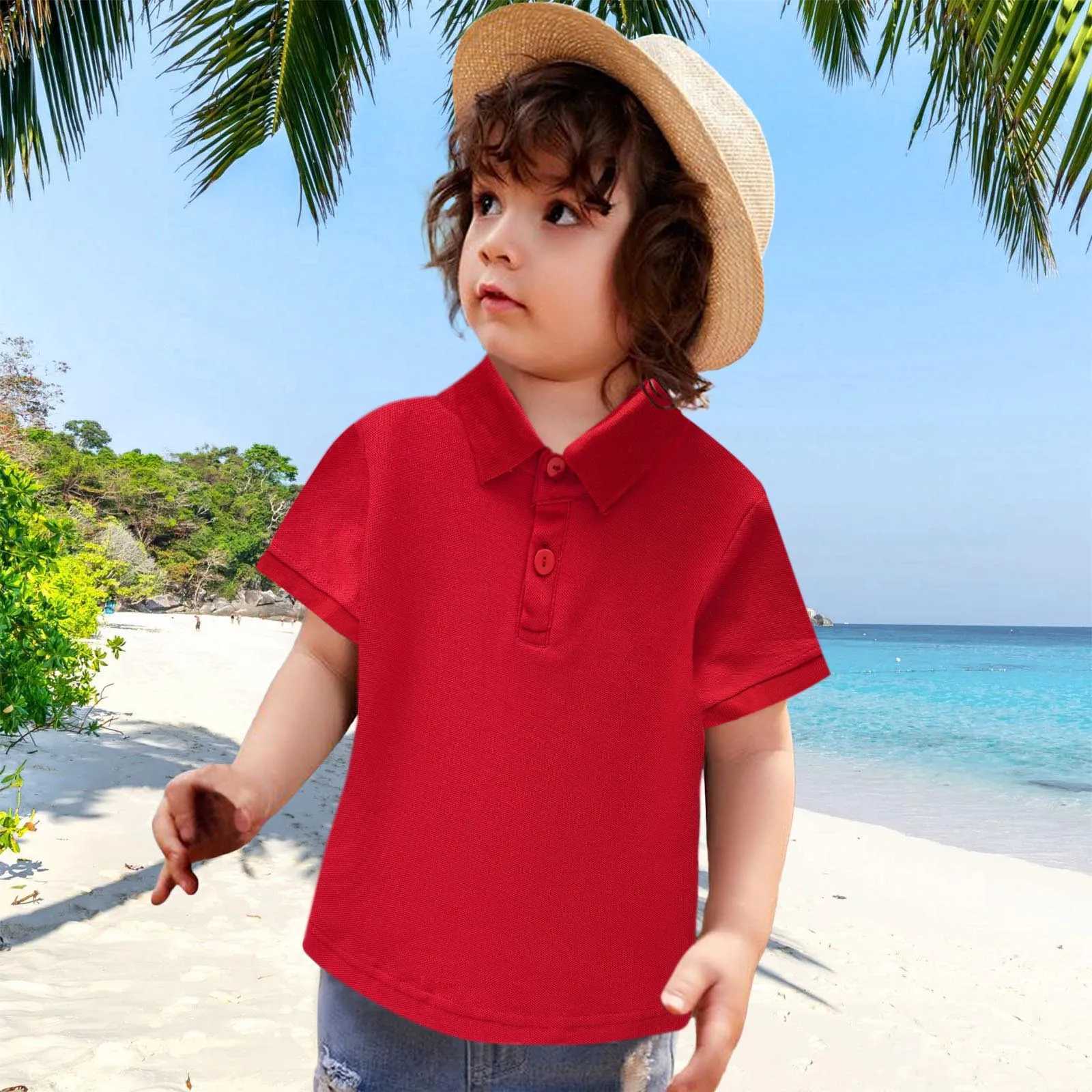 Girl and boy casual classic design slightly elastic cotton polo childrens clothing spring and summer indoor and outdoor childrens clothing W241223