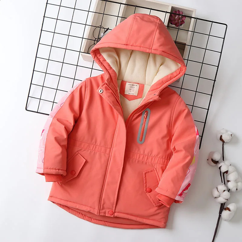 Autumn Winter Children Girl Jacket Coat Waterproof Hooded Plus Velvet Warm Girl Outerwear 4-14 Year Kids Teenage Girl Parkas 241223