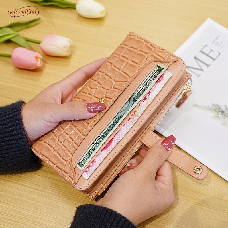 Women Folding Long D Buckle Coin Ladies Retro Multi-card Holder Canvas Houndstooth Purse Card Wallet #11 swissmilitary