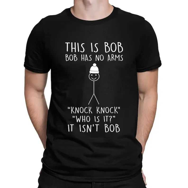 This is Bobs Armless Knock Stick Man Joke Fun T-shirt for Men and Women and XS-XXXL Size Retro Graphic Jacket Simple T-shirt W241223