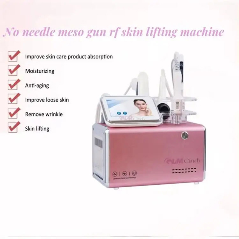 Professional 4 Handles Vacuum Lifting Cooling Pore Shrinking Face Lift Radiofrequency Mesotherapy Gun RF Face Tightening Skin Rejuvenation Beauty Mach