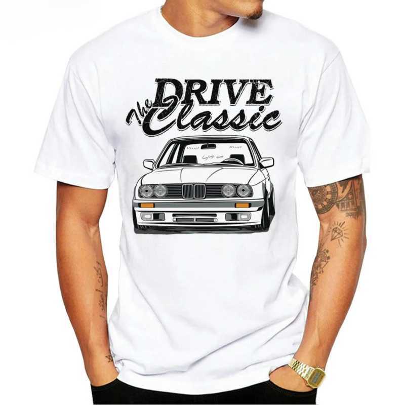 Comfortable and simple suitable for sports car enthusiasts summer mens short sleeved T-shirt BMW retro printed casual shirt W241223