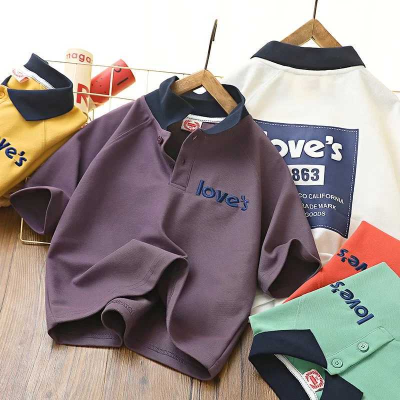 Childrens Summer Polo Shirt 2024 New Boys Short Sleeve Korean Edition Medium Large Childrens Top W241223