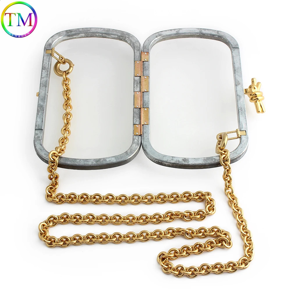 1/3 piece rectangular satin gold metal frame box wallet handle used for clutch bag with chain evening party handbag accessories 241223