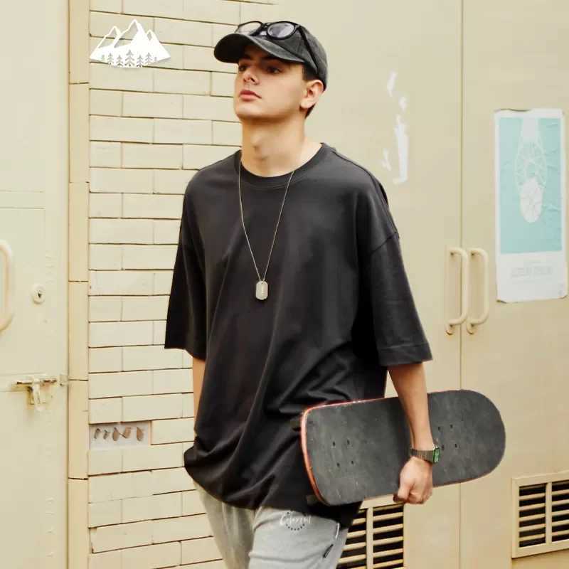 American size OEM wholesale custom heavy-duty T-shirt 100% pure cotton oversized T-shirt 240g mens hip-hop plain brown top W241223