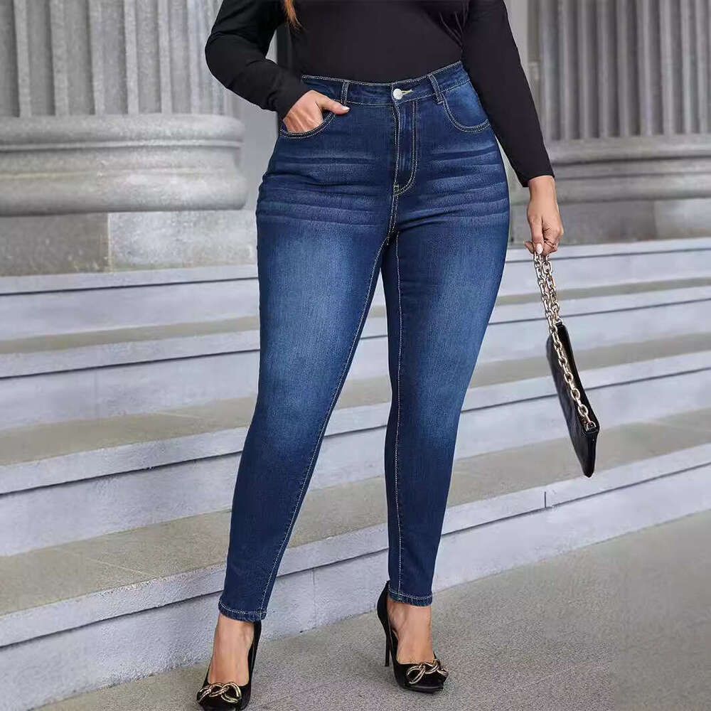 hoodie Street Pants Large Denim Shorts For Spring And Autumn Classic High Waisted Elastic Slim Pencil Pants jacket