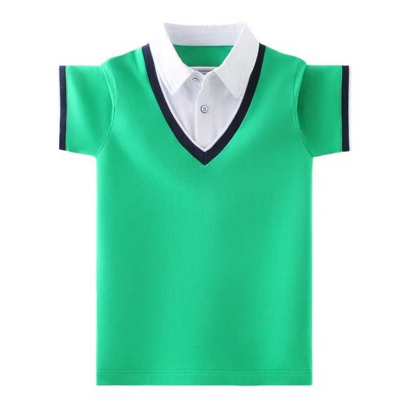 Fashion Childrens Cotton Polo Shirt Summer New Childrens School Youth Uniform T-shirt 5-14 Year Old Top W241223
