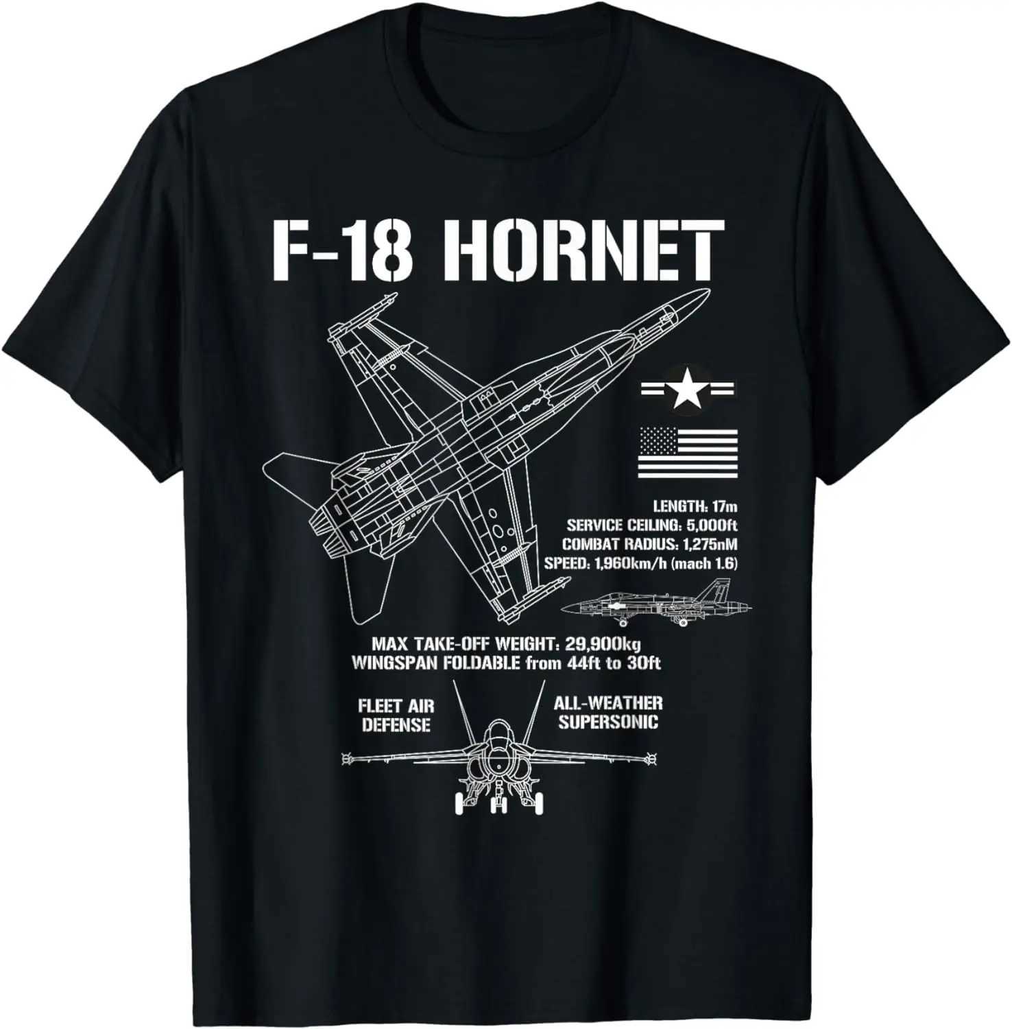 F-8 Hornet fighter jet specification military aircraft F8 short sleeved casual 00% pure cotton T-shirt W241223