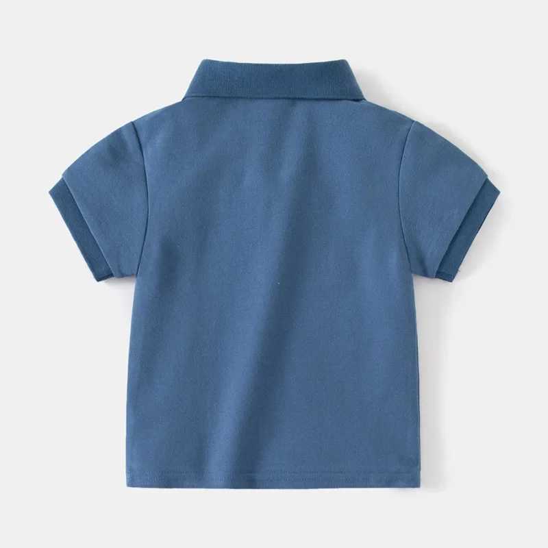 Summer new childrens short sleeved T-shirt embroidered polo shirt for boys fashionable and breathable cotton 3-8 years old 4 colors W241223