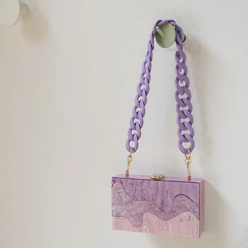 Fashion Womens Handbag Accessories Chain Matte Candy Purple Resin Chain Matte Belt Womens Clutch Shoulder Bag Chain 241223